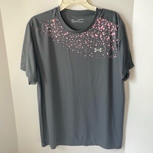 Under Armour Women's Tee  Shirt Size XL Graphic Fitted Heatgear Pink Gray